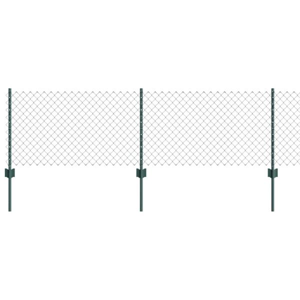 Kettenlink Zaun mit 10 U-Pfählen Grün 0.6x10 m Stahl