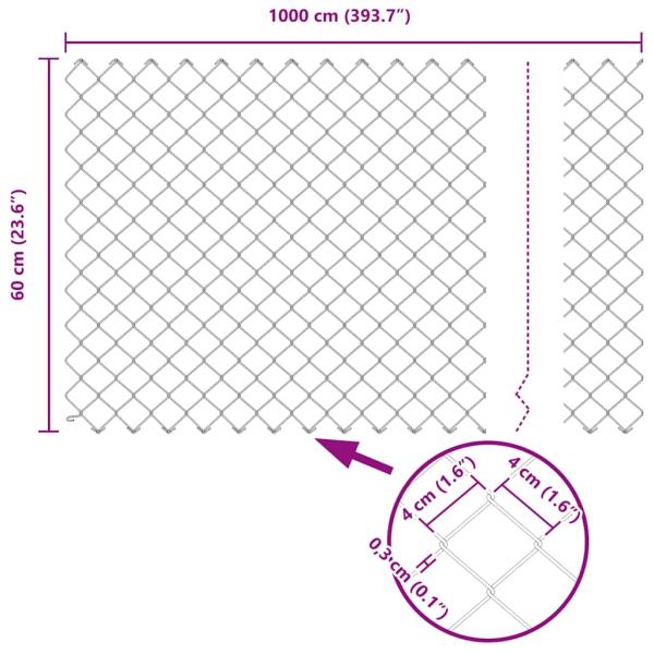 Kettenlink Zaun mit 10 U-Pfählen Grün 0.6x10 m Stahl