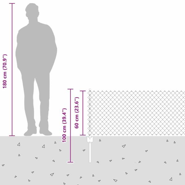 Kettenlink Zaun mit 10 U-Pfählen Grün 0.6x10 m Stahl