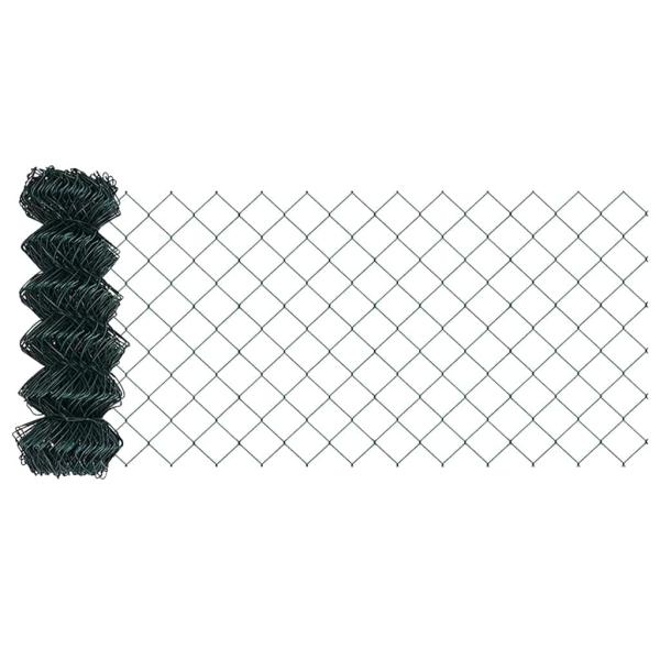 Kettenlink Zaun mit 10 U-Pfählen Grün 0.6x10 m Stahl