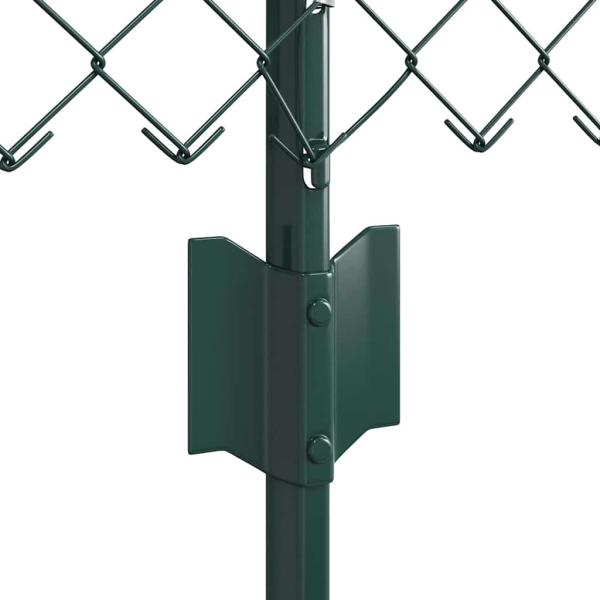 Kettenlink Zaun mit 10 U-Pfählen Grün 0.6x10 m Stahl