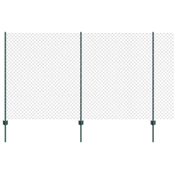 Stabzaun mit 10 U-Posts Grün 1,4x10 m Stahl