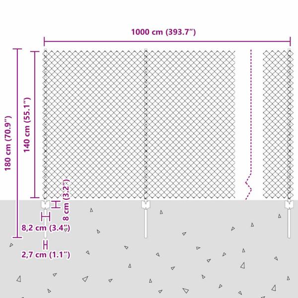 Stabzaun mit 10 U-Posts Grün 1,4x10 m Stahl