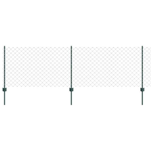 Kettenzaun mit 10 U-Posts Grün 0.8x10 m Stahl