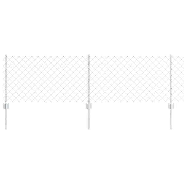 Kettengliedzaun mit 10 U-Stahlpfosten Silberschwarz 0.6x10 m