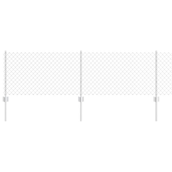 Kettengliedzaun mit 2 U-Posten Silber 0,6 x 25 m Stahl