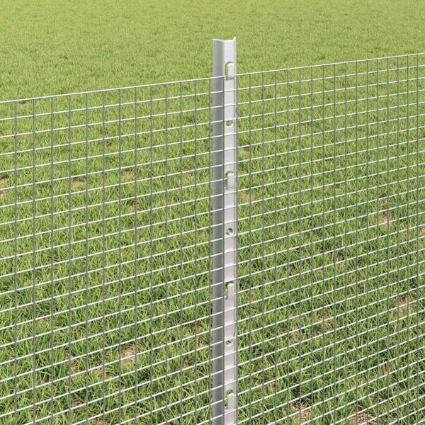 verzinkter Drahtzaun mit 5 U-Pfählen Silber 0,6x10 m Stahl