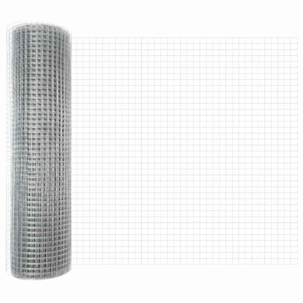 Geschweißter Drahtzaun mit 5 U-Pfosten Silber 0.8x10 m Stahl