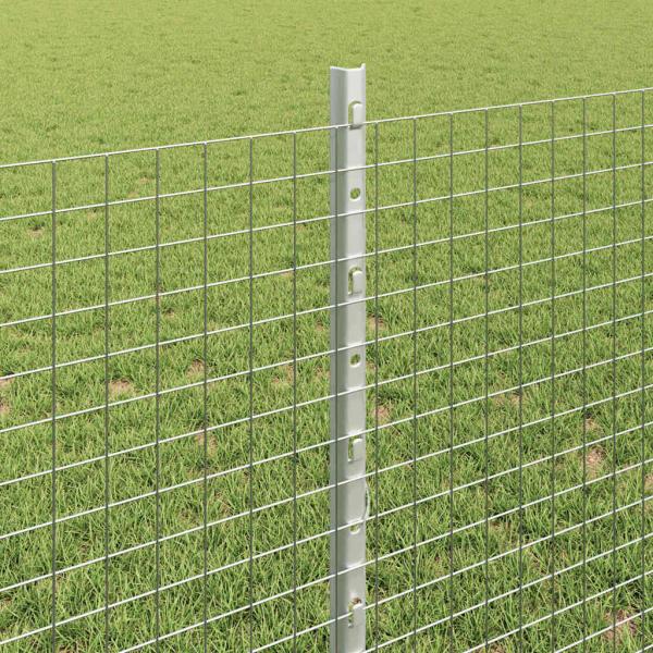 Schweißdrahtzaun mit 5 U-Posts Silber 0.8x10 m Stahl