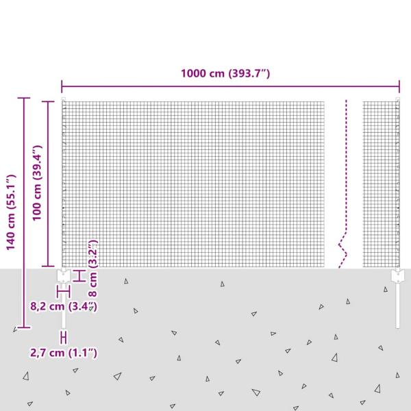 Gartenzaun-Set 2-teilig Verzinkter Stahl 10 x 1 m Langlebig