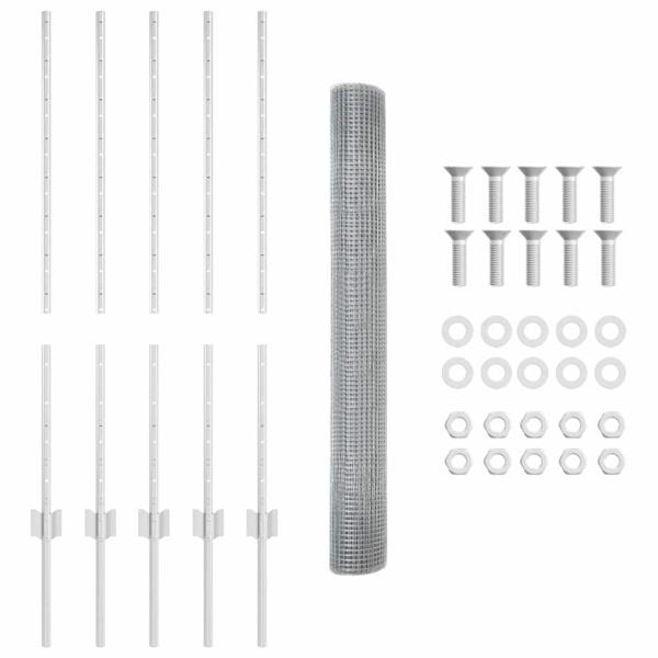 Hühnerdrahtzaun-Set 2 Rollen Verzinkter Stahl 10 x 1 m Langlebig