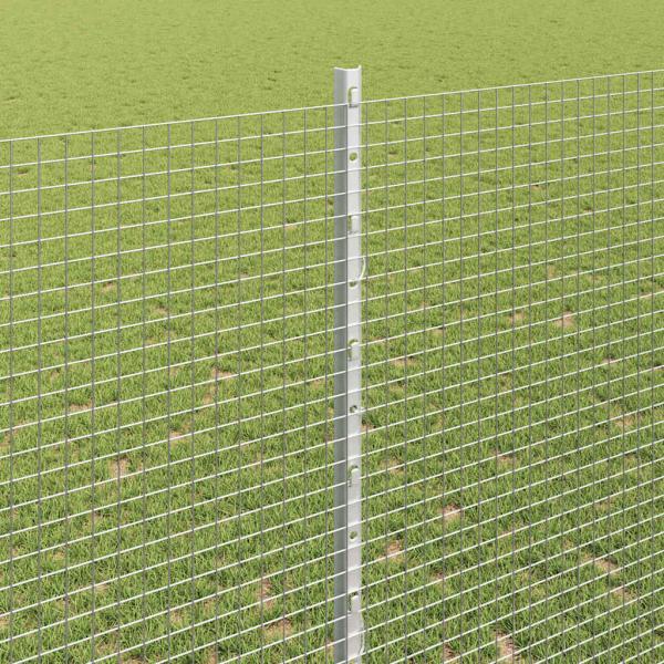 Geschweißter Drahtzaun mit 10 U-Posts Silber 1,4x10 m Stahl