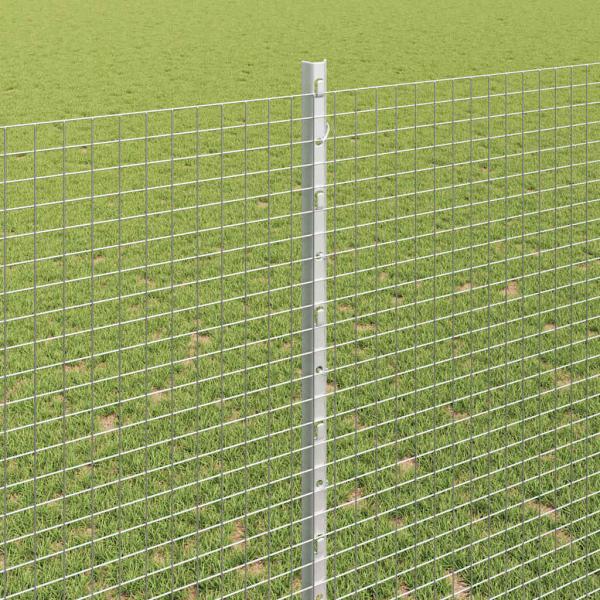 Geschweißter Drahtzaun mit 10 U-Pfosten Silber 1,4x10 m Stahl