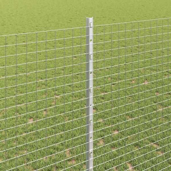 Geschweißter Drahtzaun mit 10 U-Posten Silber 1.4x10 m Stahl