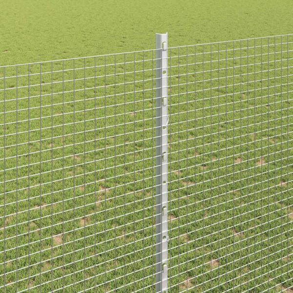 verzinkter Drahtzaun mit 10 U-Posten Silber 1.5x10 m Stahl
