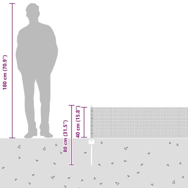 Geschweißter Drahtzaun mit 11 U-Stützen Silber 0,4x25 m Stahl