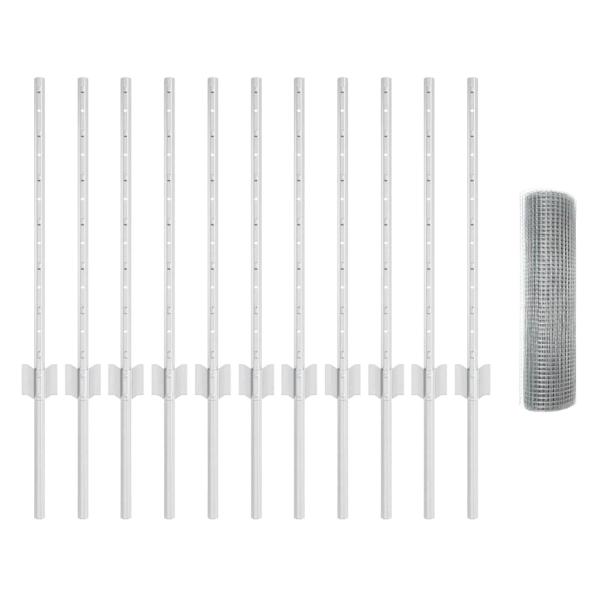 Schweißdrahtzaun mit 11 U-Pfosten Silber 0.6x25 m Stahl