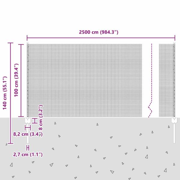 Schweißdrahtzaun mit 22 U-Posts Silber 1x25 m Stahl