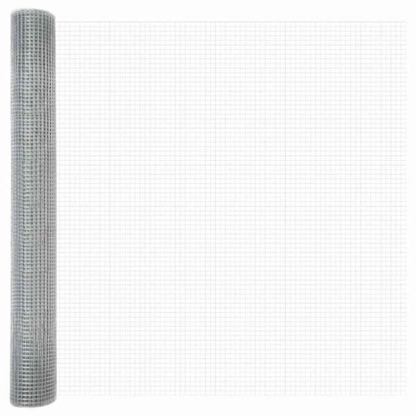 Schweißdrahtzaun mit 22 U-Pfosten Silber 1,2x25 m Stahl