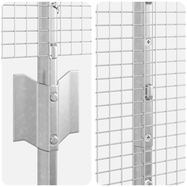 Schweißdrahtzaun mit 22 U-Pfosten Silber 1,2x25 m Stahl
