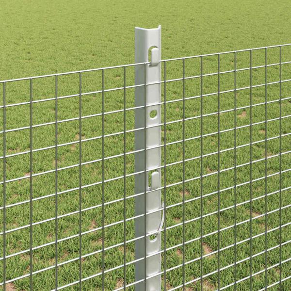 Geschweißter Drahtzaun mit 22 U Pfosten Silber 1.2x25 m Stahl