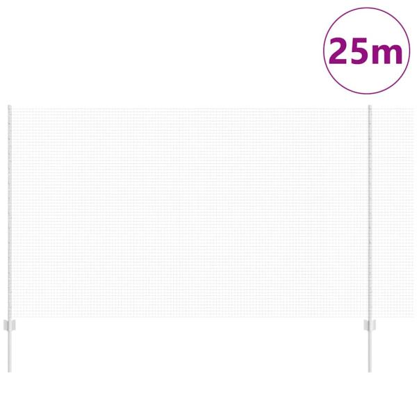 Schweißdrahtzaun mit 22 U-Pfosten Silber 1.4x25 m Stahl