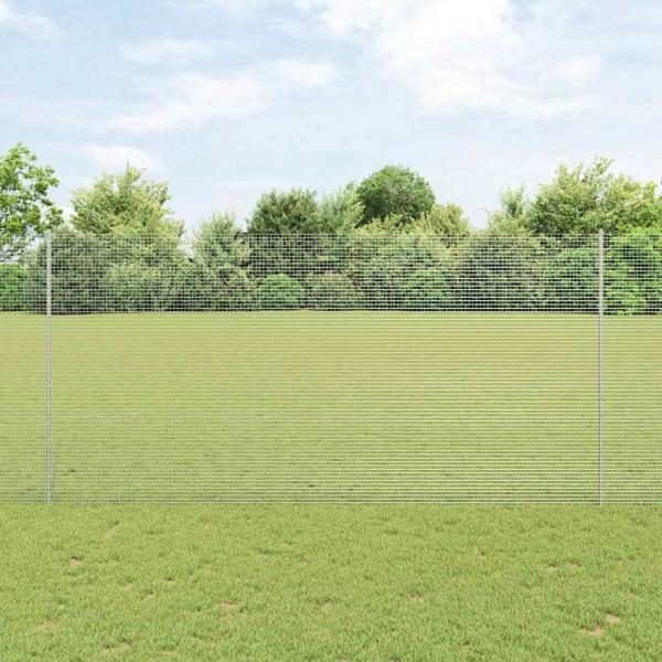 ARDEBO.de - Schweißdrahtzaun mit 22 U-Pfosten Silber 1,5x25 m Stahl