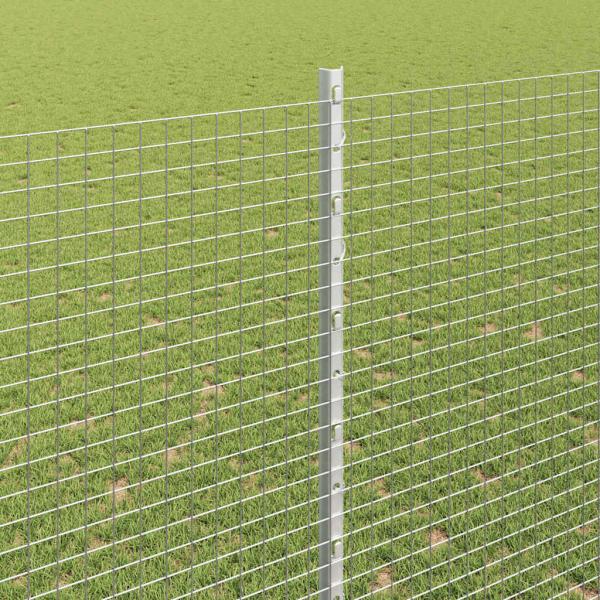 Schweißdrahtzaun mit 22 U-Pfosten Silber 1,5x25 m Stahl
