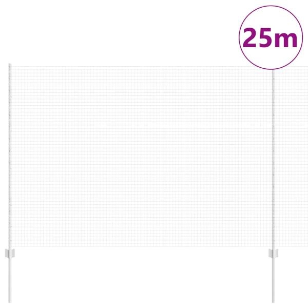 Schweißdrahtzaun mit 22 U-Pfosten Silber 1,5x25 m Stahl