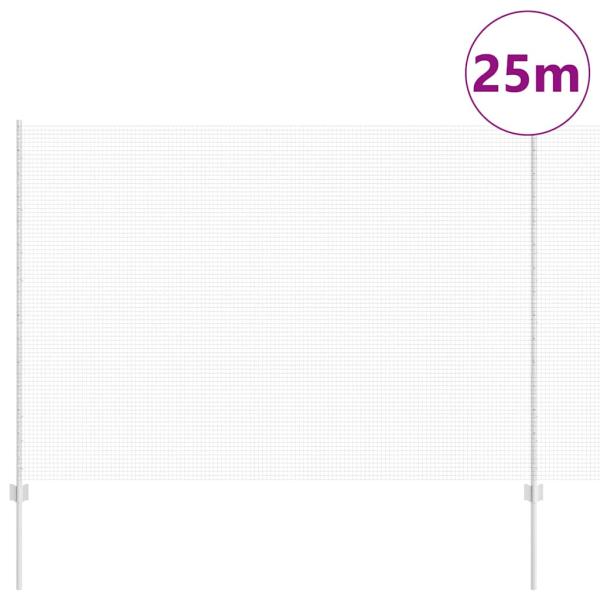 Schweißdrahtzaun mit 22 U-Pfosten Silber 1,6 x 25 m Stahl