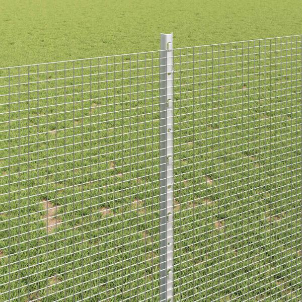 verzinkter Drahtzaun mit 44 U-Posts Silber 1x50 m Stahl