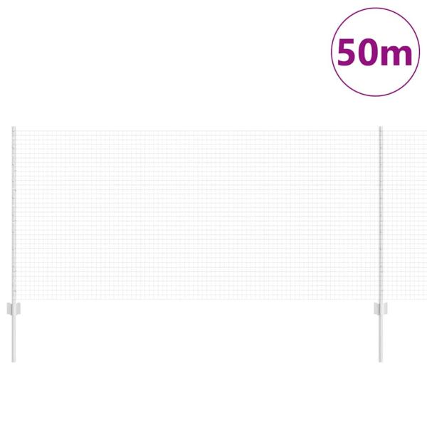 Schweißdrahtzaun mit 44 U-Posts Silber 1x50 m Stahl