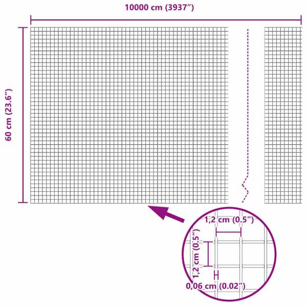 Schweißdrahtzaun mit 44 U-Posts Silber 0,6x100 m Stahl