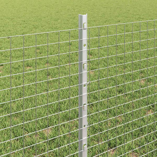 Schweißdrahtzaun mit 44 U-Posts Silber 0.6x100 m Stahl