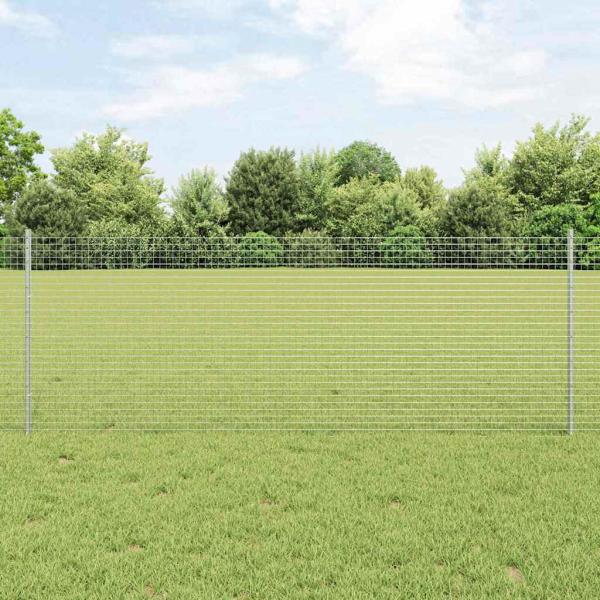 ARDEBO.de - Geschweißter Drahtzaun mit 44 U-Posten Silber 0,8x100 m Stahl