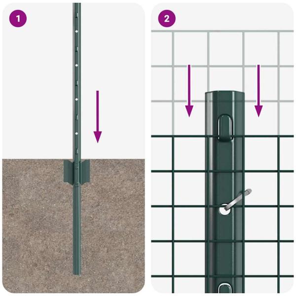 Geschweißter Drahtzaun mit 5 U-Posts Grün 0.6x10 m Stahl