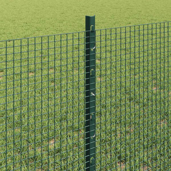 Schweißdrahtzaun mit 22 U-Pfosten Grün 0,6x50 m Stahl