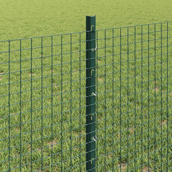 Schweißdrahtzaun mit 22 U-Pfosten Grün 0,6x50 m Stahl