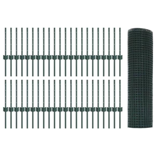 ARDEBO.de - Welded Wire Fence mit 44 U-Pfosten Grün 0,4x100 m Stahl