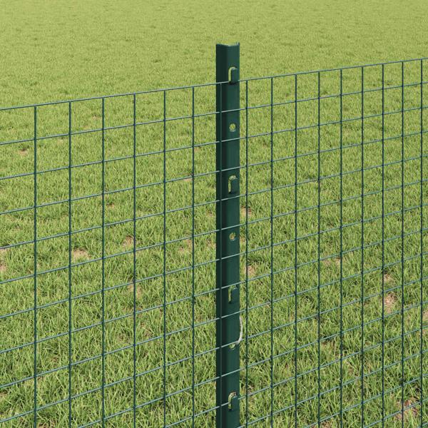 Schweißdrahtzaun mit 44 U-Pfosten Grün 0.8x100 m Stahl