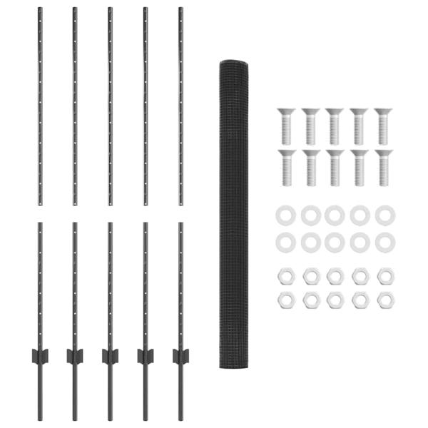 Gelöteter Drahtzaun mit 10 U-Posten Grau 1,4x10 m Stahl