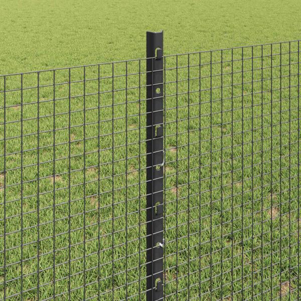 verzinkter Drahtzaun mit 44 U-Pfosten Grau 0.8x100 m Stahl