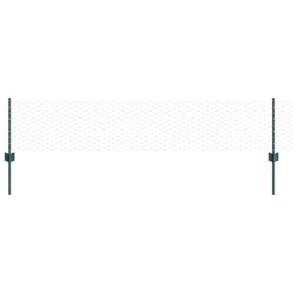 Zaunpfosten 5 Stk U-Kanal Grün 40 cm Stahl, Sechseckzaun Grün 0,4x10 m Stahl