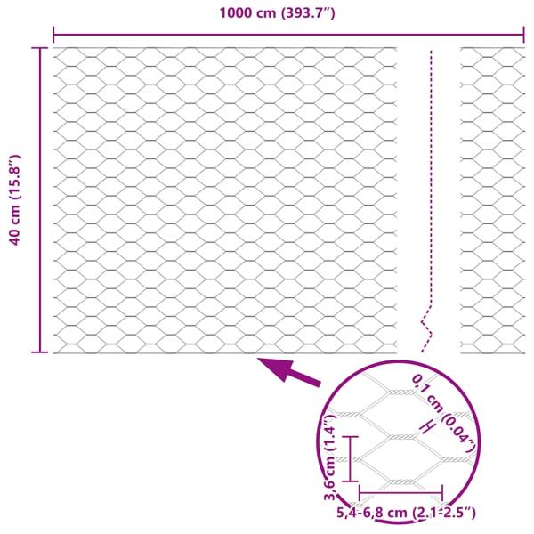 Zaunpfosten 5 Stk U-Kanal Grün 40 cm Stahl, Sechseckzaun Grün 0,4x10 m Stahl