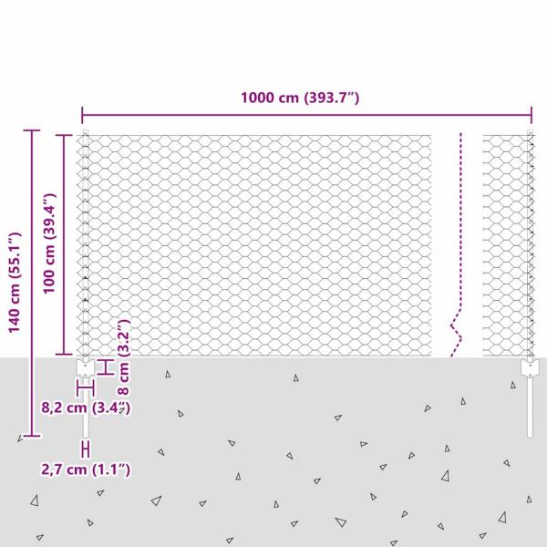 Zaunpfosten 5 Stück U-Profil Grün 100 cm Stahl, Sechseckzaun Grün 1x10 m Stahl