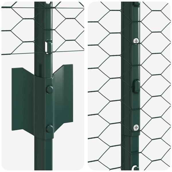 Zaunpfosten 5 Stück U-Kanal Grün 140 cm Stahl, Hexagon-Zaun Grün 1,4x10 m Stahl
