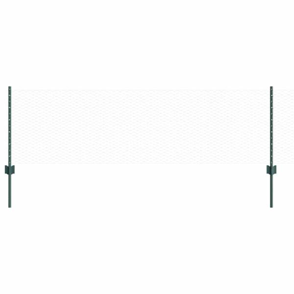 Zaunpfosten 11 Stück U-Kanal grün 60 cm Stahl, Sechseckzaun grün 0,6x25 m Stahl