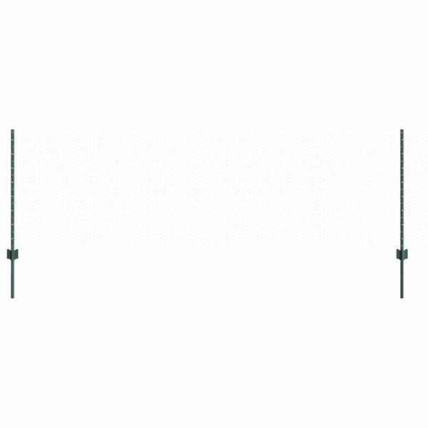 Zaunpfosten 11 Stück U-Kanal Grün 80 cm Stahl, Sechseckzaun Grün 0,8x100 m Stahl