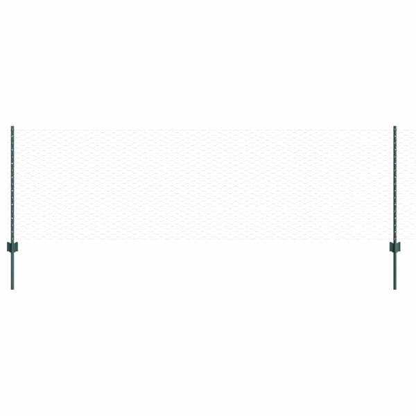 Zaunpfosten 11 Stk. U-Kanal Grün 80 cm Stahl, Sechseckzaun Grün 0.8 x 100 m Stahl