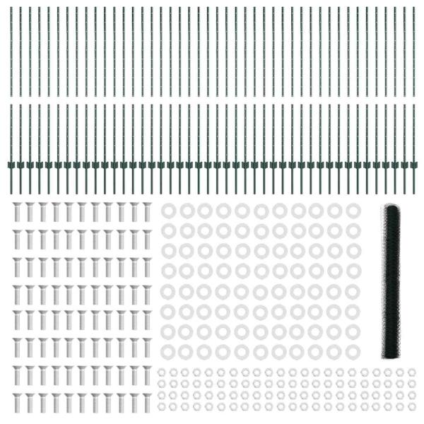 Zaunpfosten 11 Stück U-Kanal Grün 140 cm Stahl, Sechseckzaun Grün 1,4x100 m Stahl